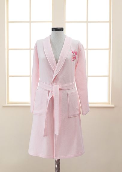 ANEMON  розовый  вафельно-махровый женский халат Soft Cotton (Турция)
