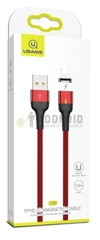 Кабель магнитный USAMS U28 USB - Lightning 1м, 5V 2.4A red