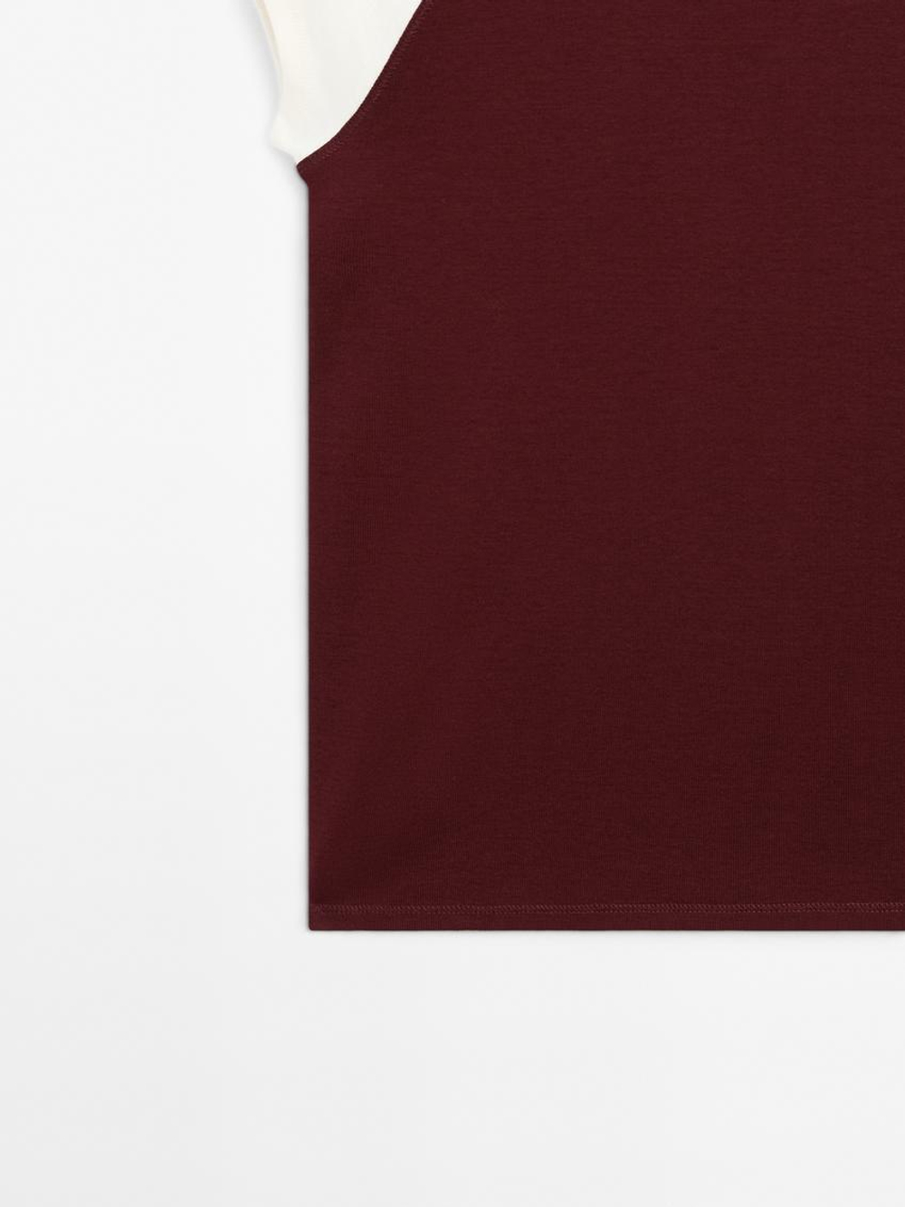 Massimo Dutti Хлопковый топ в рубчик без рукавов, гранатовый