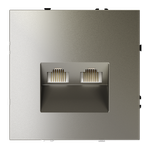 Розетка компьютерная встраиваемая двойная RJ45+RJ45 кат.6, (шелк) Voltum S70 VLS060204