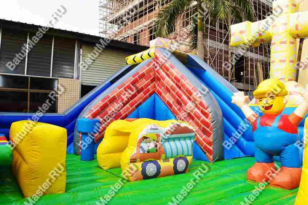 Коммерческий надувной батут "Строители 2" 10*8*5