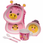 Набор детской посуды из бамбука 5 предметов «Весёлый динозаврик»