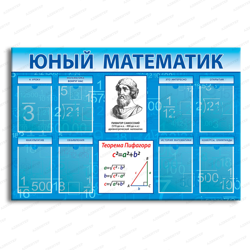 Стенд Юный математик с карманами А4 1051