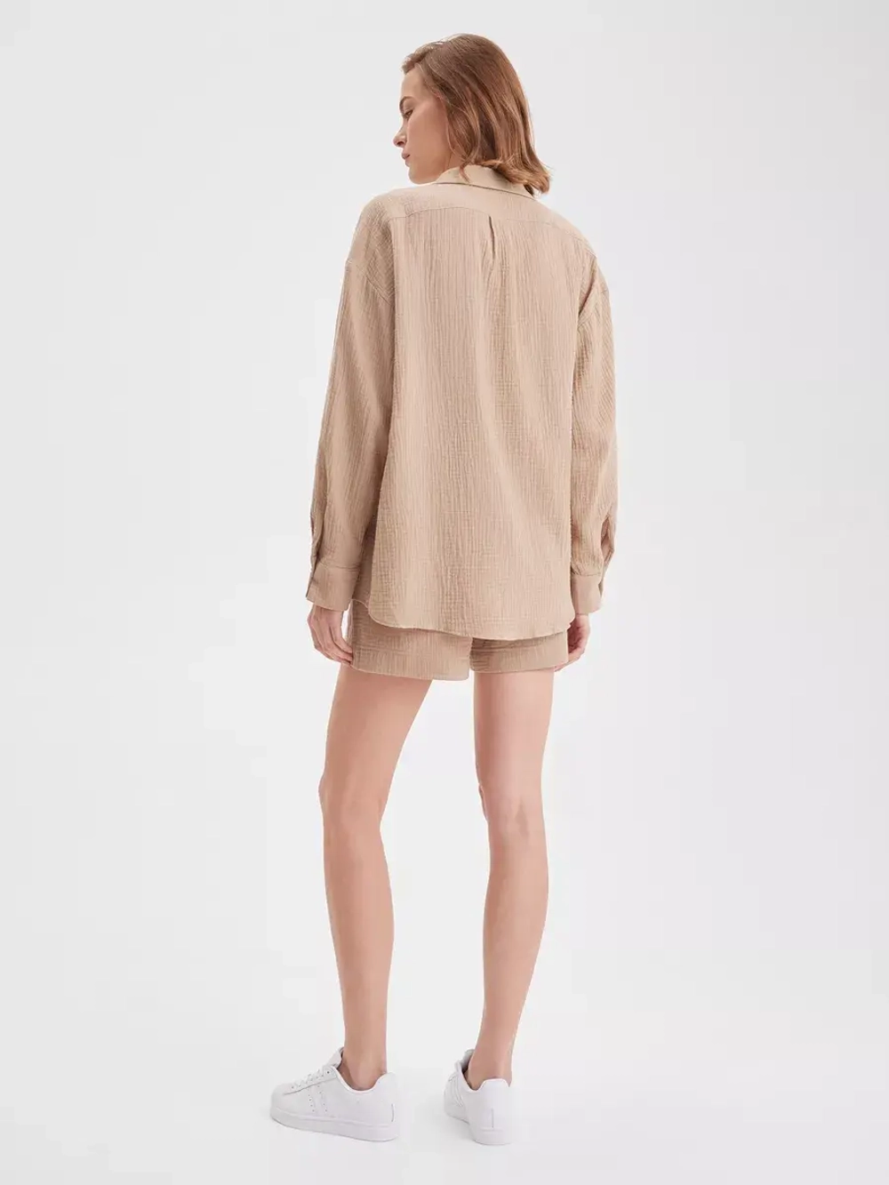 Костюм - пижама с шортами из муслина домашний оверсайз