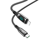 Кабель Hoco S51 Extreme (Type-C) на (Lightning) 120см LED-дисплей/тканевая оплётка (черный)