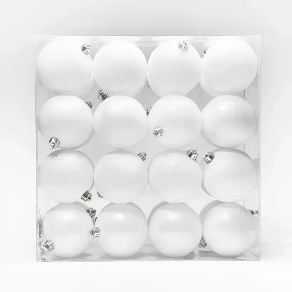 Набор пластиковых шаров Онтарио 80 мм., белый, 32 шт., Christmas DeLuxe (89811)