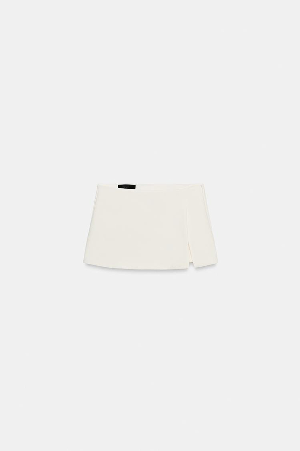 ZARA ЮБКА-ШОРТЫ В КЛЕТКУ ВИШИ С РАЗРЕЗОМ, ЭКРЮ