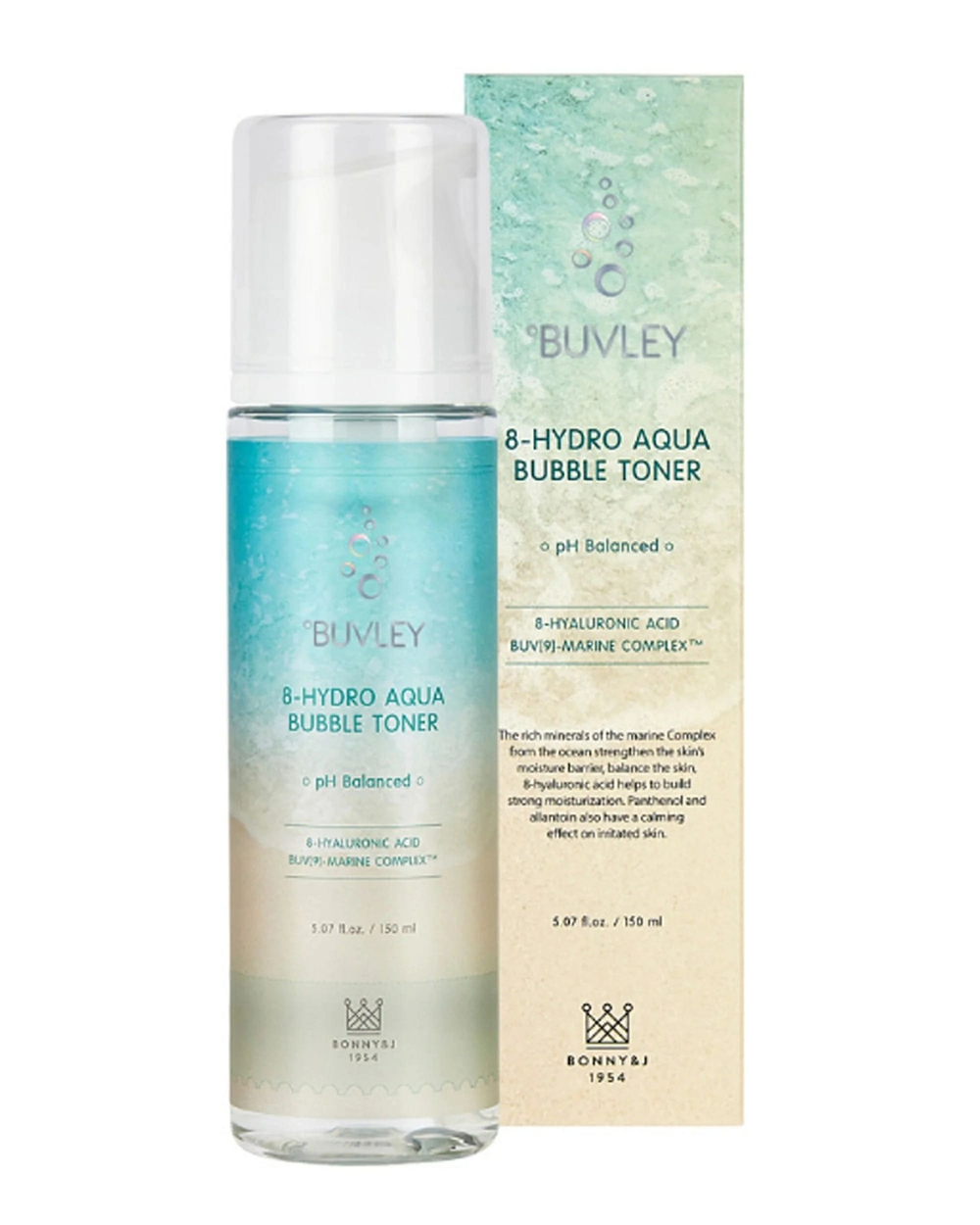 Buvley Нежный аква-мусс для увлажнения кожи с океаническим комплексом  8-Hydro Aqua Bubble Toner 150 мл