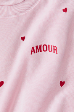 H&M Футболка оверсайз с принтом, розовый