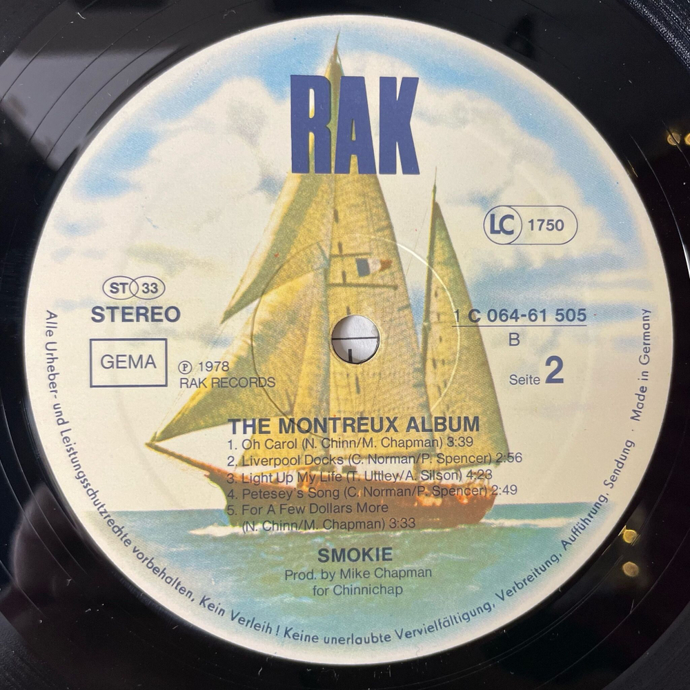 Винтажная виниловая пластинка LP Smokie The Montreux Album (Germany 1978)