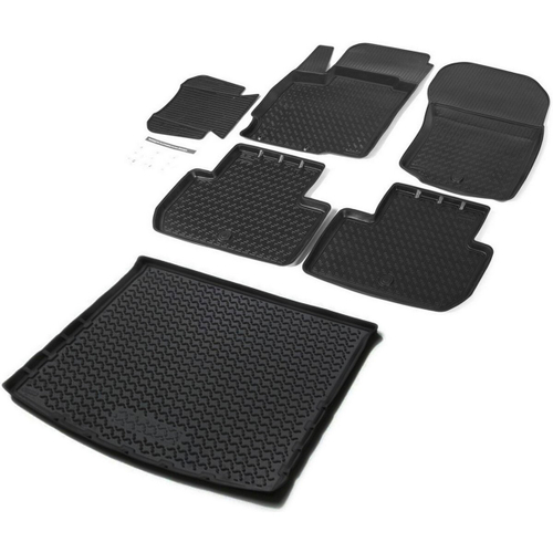 Коврики в салон и багажник автомобиля (комплект) Rival для Mitsubishi Outlander III поколение (багажник с органайзером) 2012-2018 2018-н.в., полиуретан, 6 частей, K14002002-3