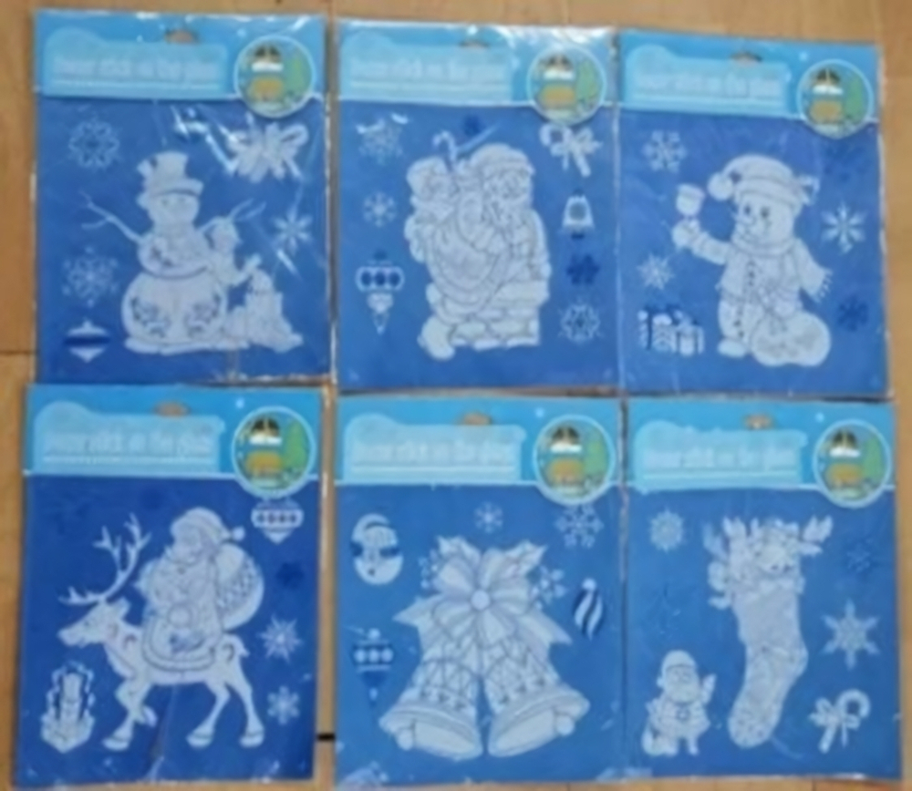 Наклейка новогодняя 21.7*27.6 см, 6 видов микс , пакет