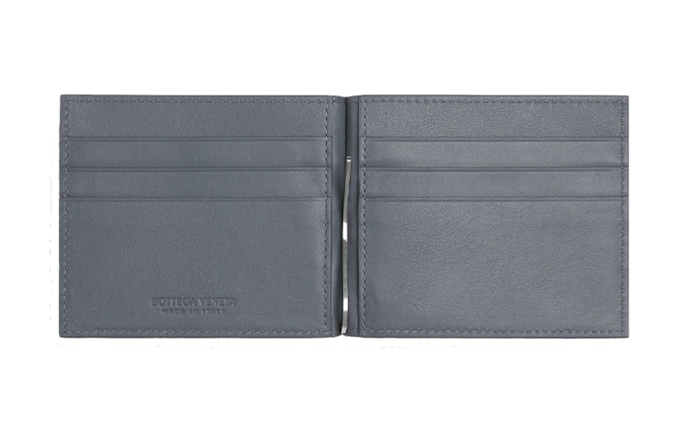 Bottega Veneta Intrecciato Calfskin Bill Organizer Wallet Men"s Gray