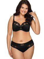 Бюстгальтер plus size на косточках с нежными кружевными элементами (Размер: 90H) (Цвет: черный)