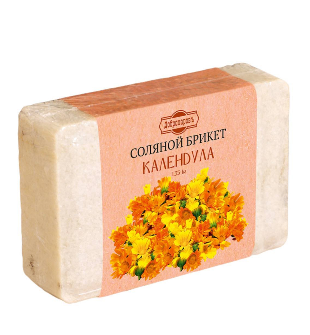 Соляной брикет с алтайскими травами "Календула", 1,35 кг "Добропаровъ" 3519607