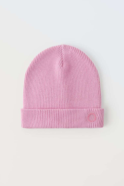 ZARA ХЛОПКОВАЯ ШАПКА-БИНИ В РУБЧИК, ПУДРОВО-РОЗОВЫЙ