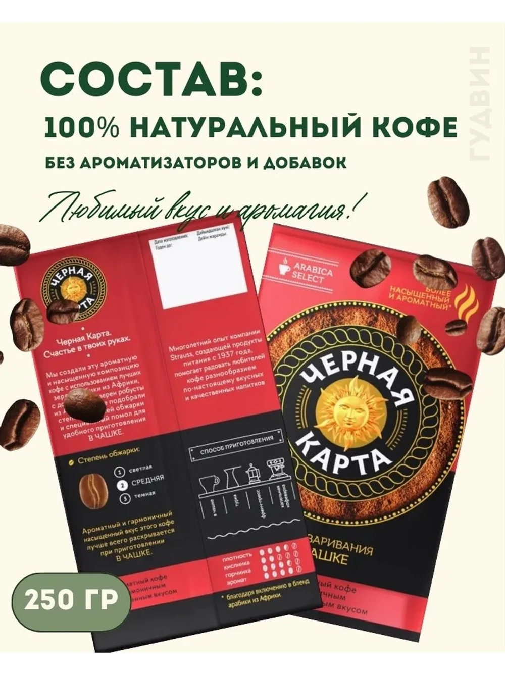 Кофе молотый для чашки, 250 гр