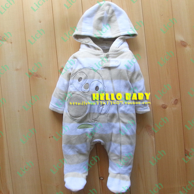 Комбинезон детский в полоску с вышивкой пингвина