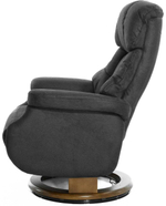 Кресло реклайнер Relax Lux Electro S16099RWB, искусственный нубук черно-серый (16), основание дерево темный орех (029)