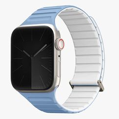 Ремень силиконовый Uniq REVIX EVO для Apple Watch 41/40/38MM синий/белый (POWDER BLUE/WHITE) 41MM-REVEPBLUWHT