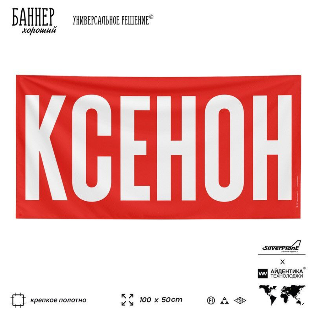 Рекламная вывеска баннер КСЕНОН для магазина, SIlverPlane x Айдентика Технолоджи