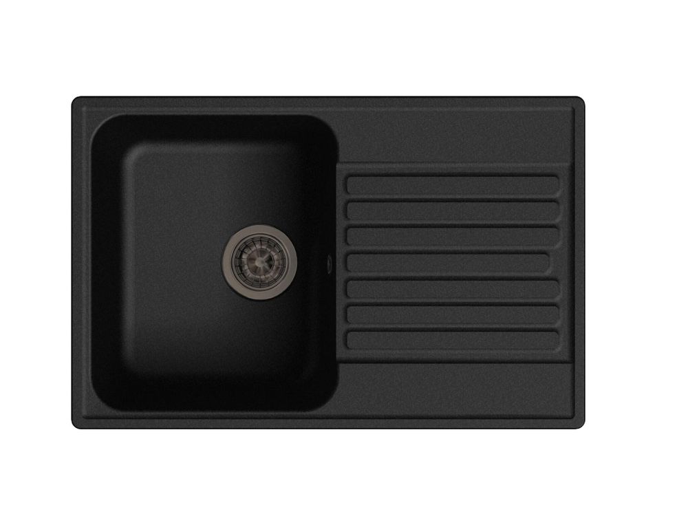 GranFest QUARZ (ECO-78) Мойка  чаша+кр 740*480 (черный) арт.GF-Z--