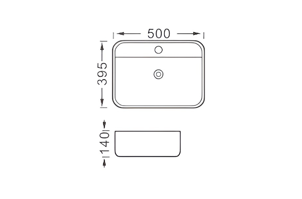 Раковина накладная для установки на столешницу AQUATEK ВЕГА  AQ5506-MW 500*395*140, с отверстием под смеситель, матовый белый