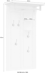 Вешалка настенная для одежды Сюзанна 80х32х140 см из массива сосны, деревянная вешалка в прихожую, белый/антик
