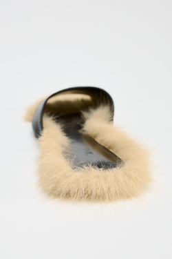 ZARA КОЖАНЫЕ САНДАЛИИ СО СТЕЛЬКОЙ ИЗ ОВЧИНЫ - LIMITED EDITION, ЧЕРНЫЙ