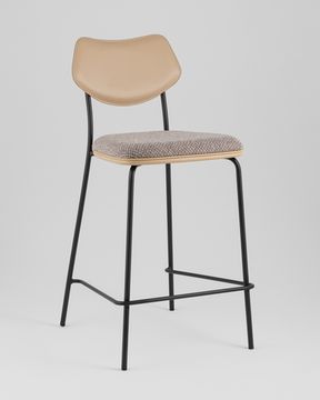 Стул полубарный Casey серо-коричневый с бежевой экокожей