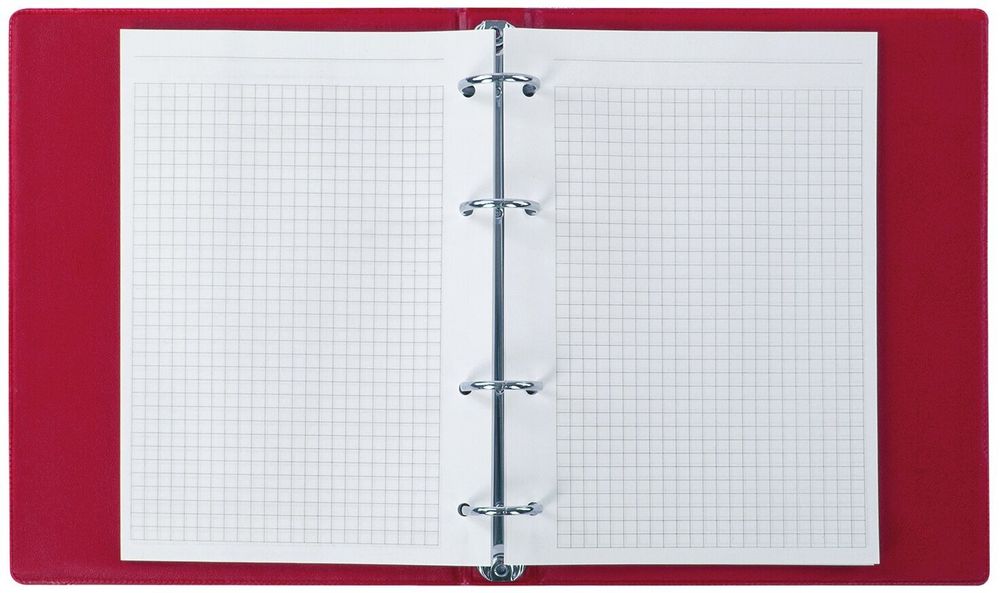 Тетрадь на кольцах А5 (180х220 мм), 80 л., обложка ПВХ, клетка, BRAUBERG, красный, 403911