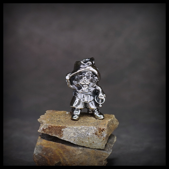 Темлячная бусина "Кот в сапогах" для ножей , мельхиор