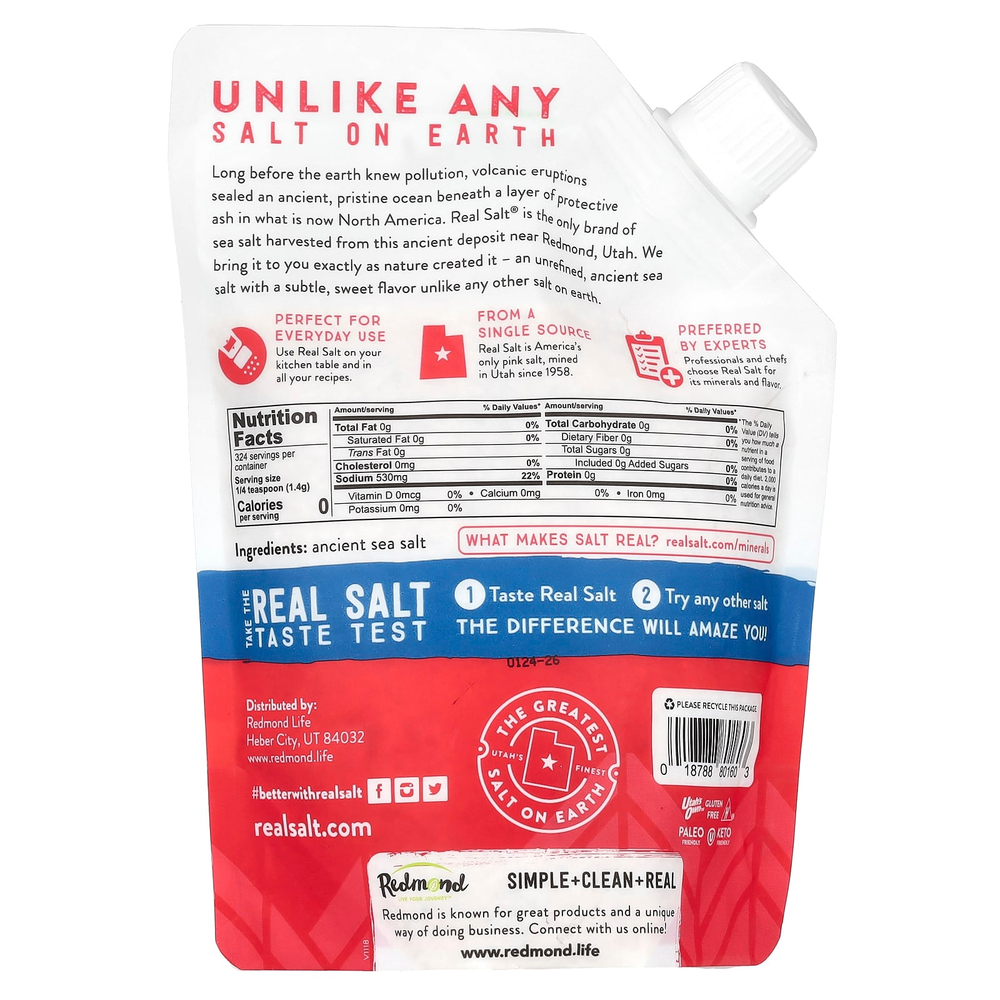 Redmond, Real Salt, древняя кошерная морская соль, 454 г (16 унций)