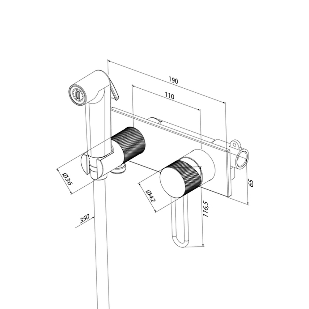 Смеситель с гигиенической лейкой 35к IDDIS DUNGMV0i08 "Duna" встраиваемый, ГРАФИТ мат.