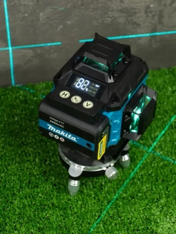 Лазерный уровень, строительный, нивелир 360 аккумуляторный 4d, 16 зеленых лучей. 2 АКБ