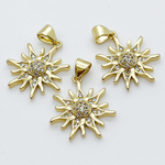 Подвеска Солнце, позолота, фианиты, размер 19*17 мм, цена за 1 шт