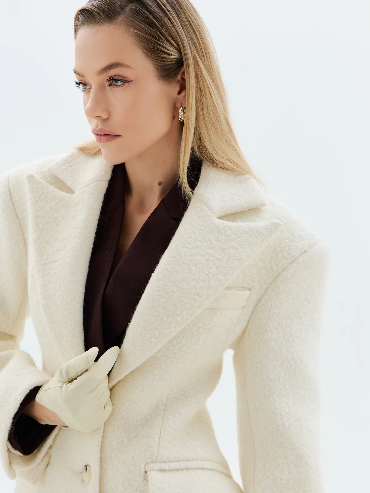 Пальто однобортное приталенное Ivory