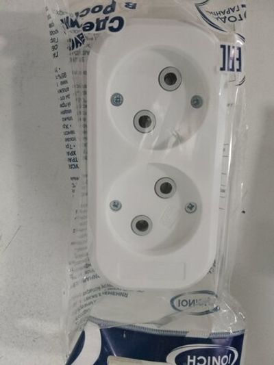 Колодка сетевая для удлинителя 2 гнезда без земли 10А 250В "IONICH" белая