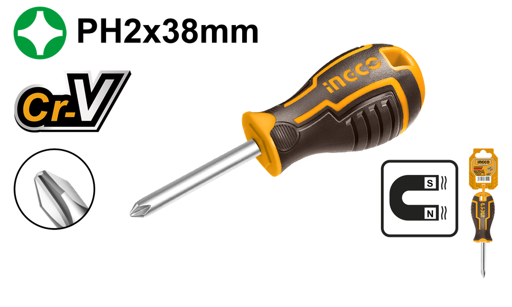 Отвертка крестовая PH2 x 38 INGCO HSDSPH2038