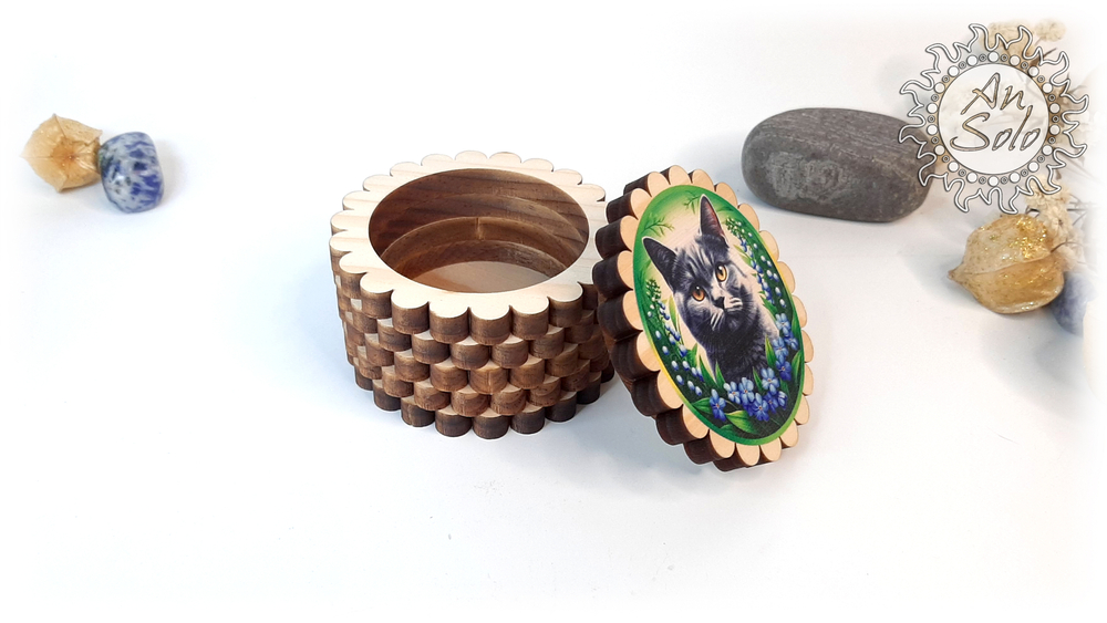 Мини-шкатулка "Котька в незабудках"