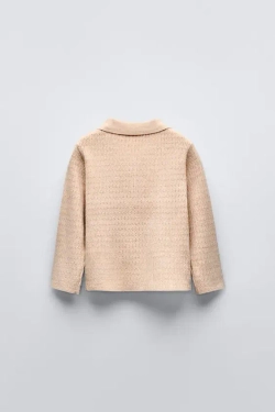 ZARA АЖУРНЫЙ СВИТЕР, БЕЖЕВЫЙ С МЕЛАНЖЕВЫМ ЭФФЕКТОМ