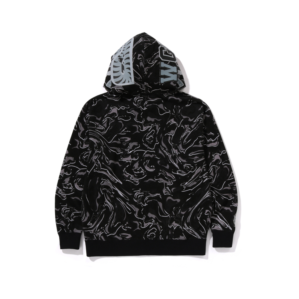 A Bathing Ape Marbling Camo Shark Relaxed Fit Full Zip Худи черный