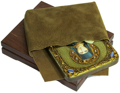 Инкрустированная икона Святая преподобная Ангелина Сербская 20х15см на натуральном дереве, в подарочной коробке
