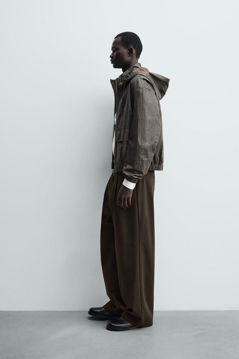 ZARA БРЮКИ WIDE FIT СО СКЛАДКАМИ, КОРИЧНЕВЫЙ