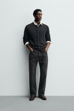 ZARA КАРДИГАН ИЗ СМЕСОВОЙ ШЕРСТИ, АНТРАЦИТОВО-СЕРЫЙ