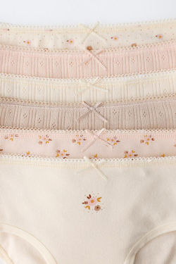 ZARA НАБОР ИЗ ШЕСТИ ТРУСОВ С ЦВЕТОЧНЫМ ПРИНТОМ, ПУДРОВО-РОЗОВЫЙ