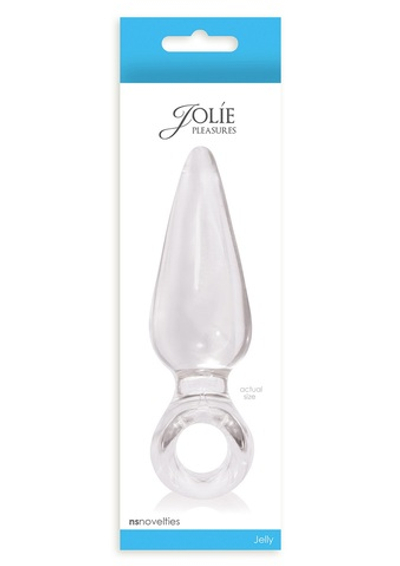 Большая прозрачная анальная пробка JOLIE с кольцом