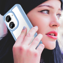 Усиленный защитный чехол с синими рамками для Asus ZenFone 9, увеличенные защитные свойства, мягкий отклик кнопок
