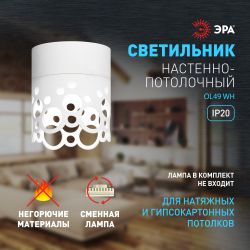 Светильник настенно-потолочный спот ЭРА OL49 WH GX53 IP20 белый