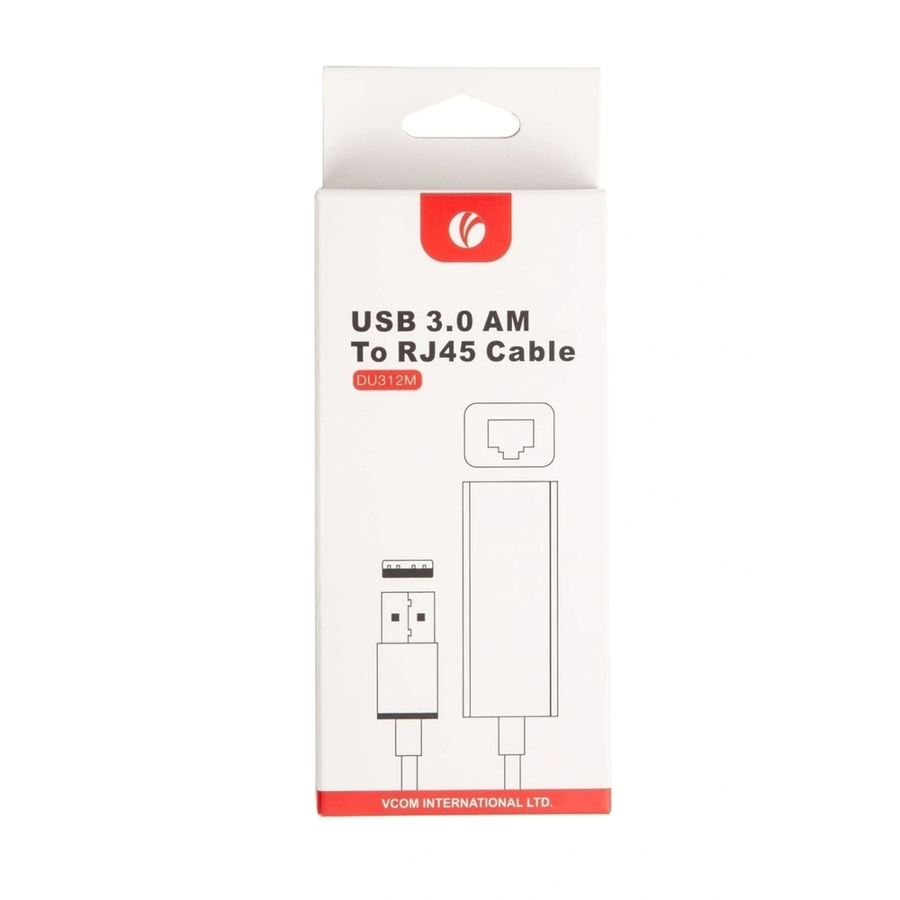 VCOM DU312M Кабель-переходник USB 3.0 (Am) --&gt; LAN RJ-45 Ethernet 1000 Mbps, Aluminum Shell, VCOM &lt;DU312M&gt;[4895182256378]